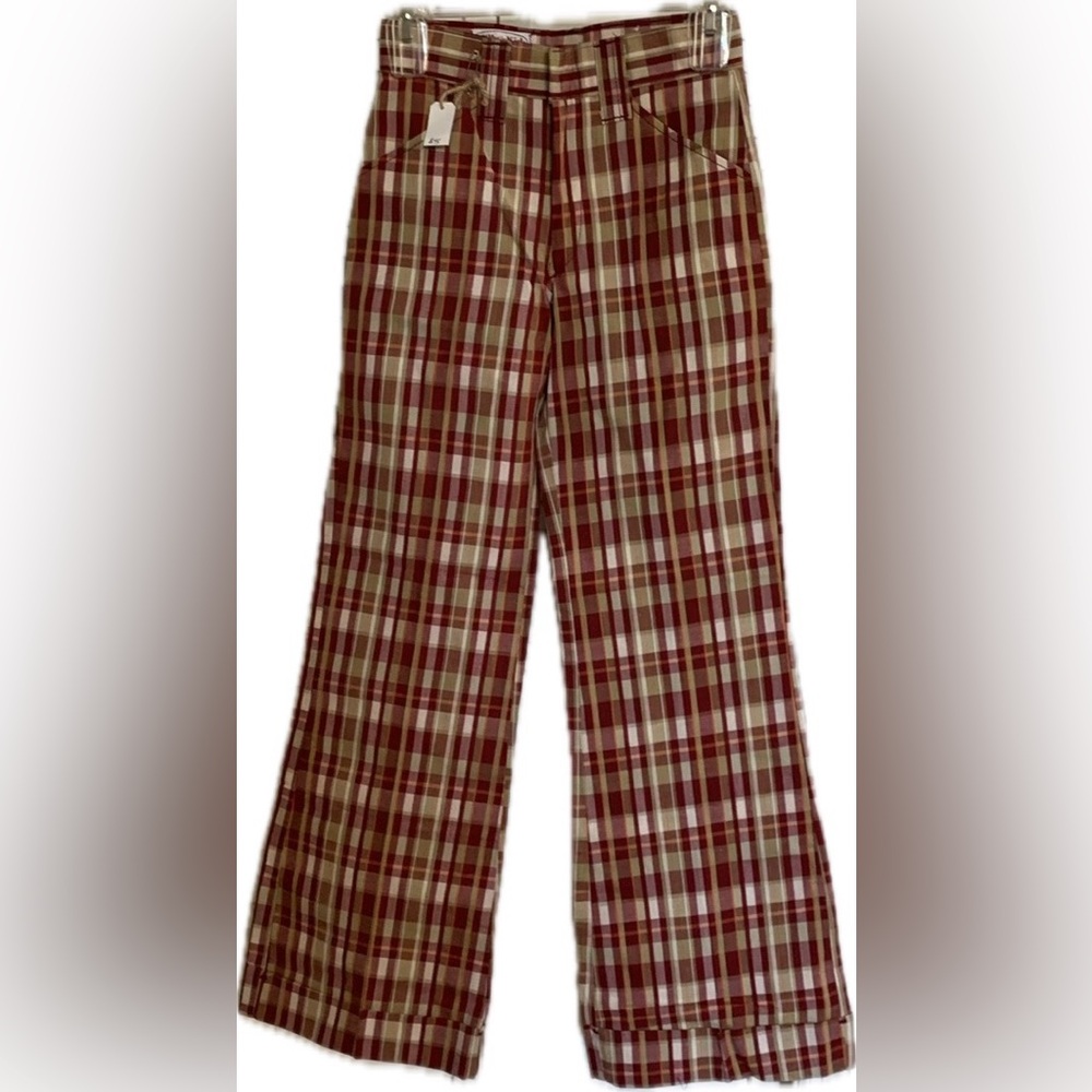 RARE! Vintage Billy The Kid Dead Stock Plaid Bellbottom Flare Pants -Size 25x29